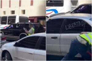 Denuncian que policía de Caracas detuvo un vehículo por llevar en sus vidrios la palabra “libertad” (+Video)