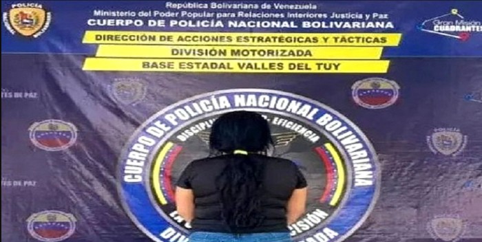 Detenida por escribir libertad  con harina amarilla del  Clap