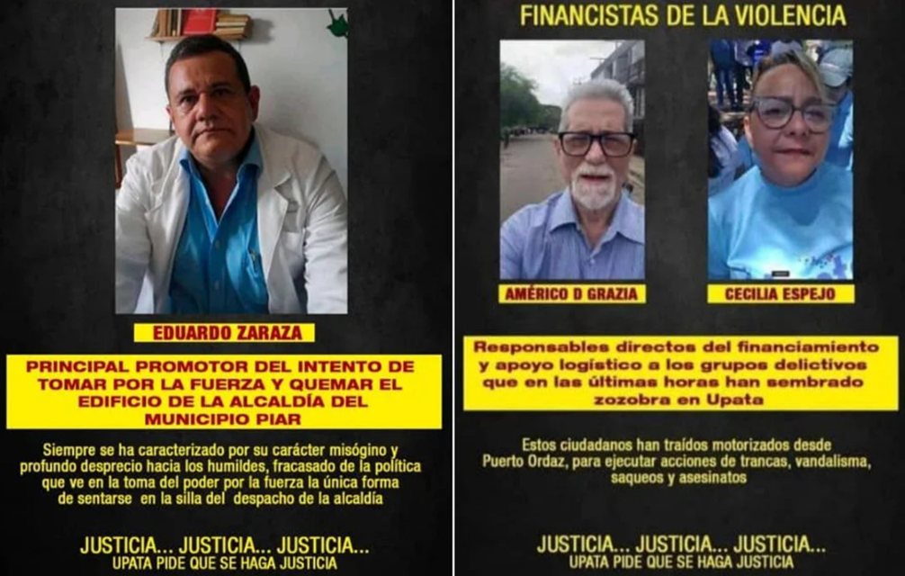 En Upata amanecieron carteles de “se busca” de dirigentes de AD, Vente y Guayana Libre