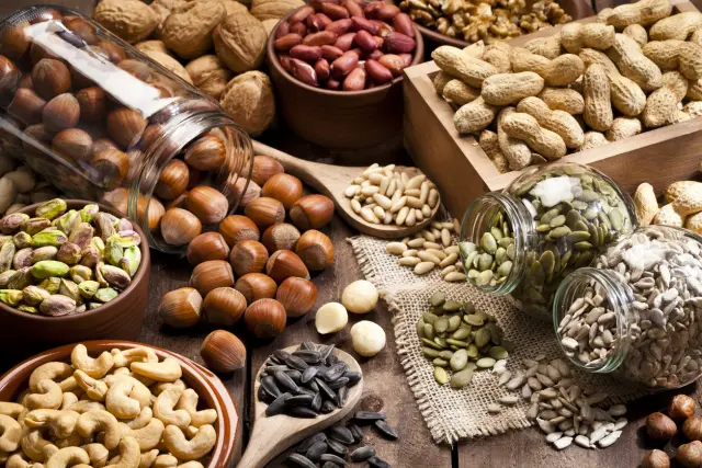 Variedad de frutos secos.