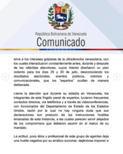 Gobierno venezolano dice que panel de la ONU difunde «mentiras» sobre las elecciones presidenciales