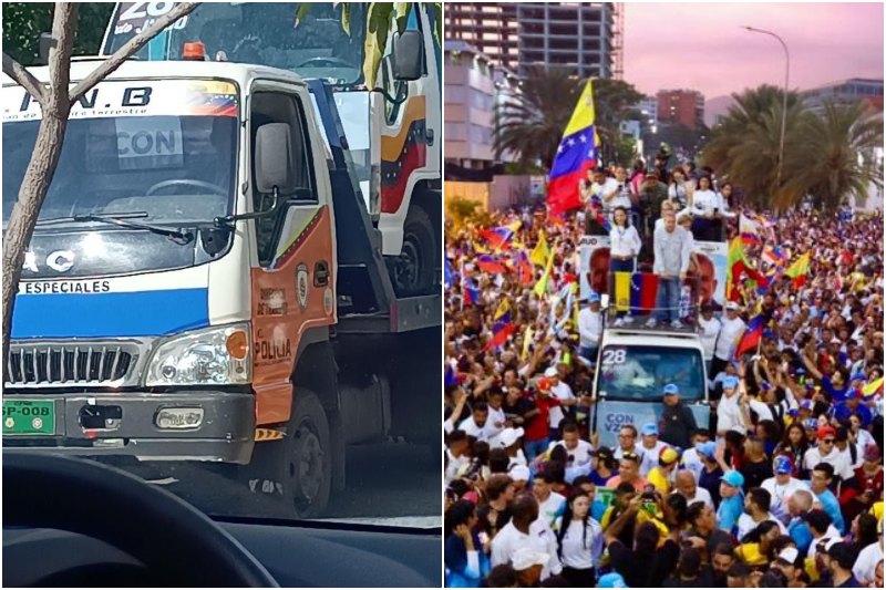Régimen incautó camión desde donde María Corina a habló durante la protesta en Caracas contra el resultado electoral (+Video)