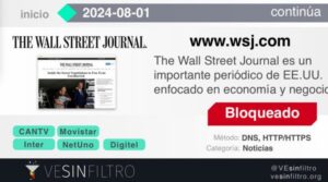 Registran bloqueo a The Wall Street Journal en Venezuela, denuncia la ONG Ve Sin Filtro (Detalles) - AlbertoNews