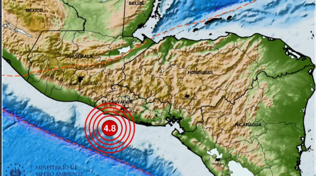 Sismo de magnitud 4.8 sacude a El Salvador