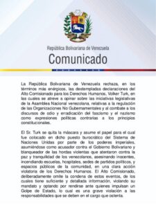 Venezuela rechaza declaraciones de Volker Turk contra iniciativas legislativas | Diario El Luchador