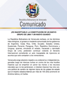 Venezuela rechaza que 11 países pretendan “emular el fracasado Grupo de Lima” | Diario El Luchador