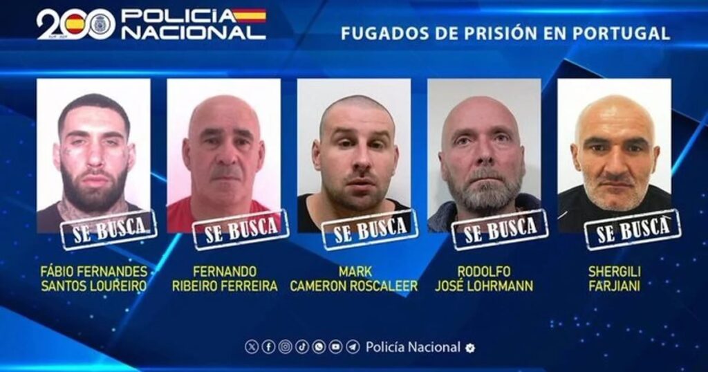 La Policía difunde la imagen de los cinco presos peligrosos fugados en Portugal para pedir colaboración ciudadana