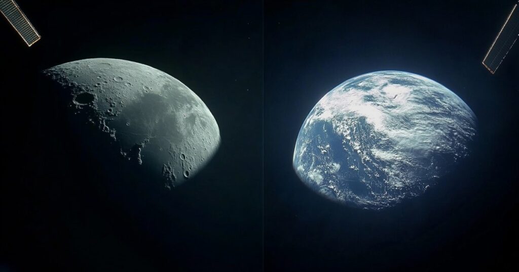 Así son las impresionantes imágenes de la Tierra y la Luna captadas por la sonda JUICE