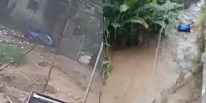 Calles en Macarao anegadas por fuertes lluvias y desbordamiento del río