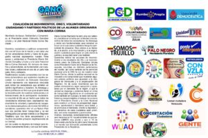 Coalición de movimientos reafirma compromiso con la democracia también apoyo y solidaridad con Edmundo González y María Corina Machado