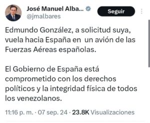 Gobierno de España ofrece comunicado tras conceder asilo a Edmundo González | Diario El Luchador