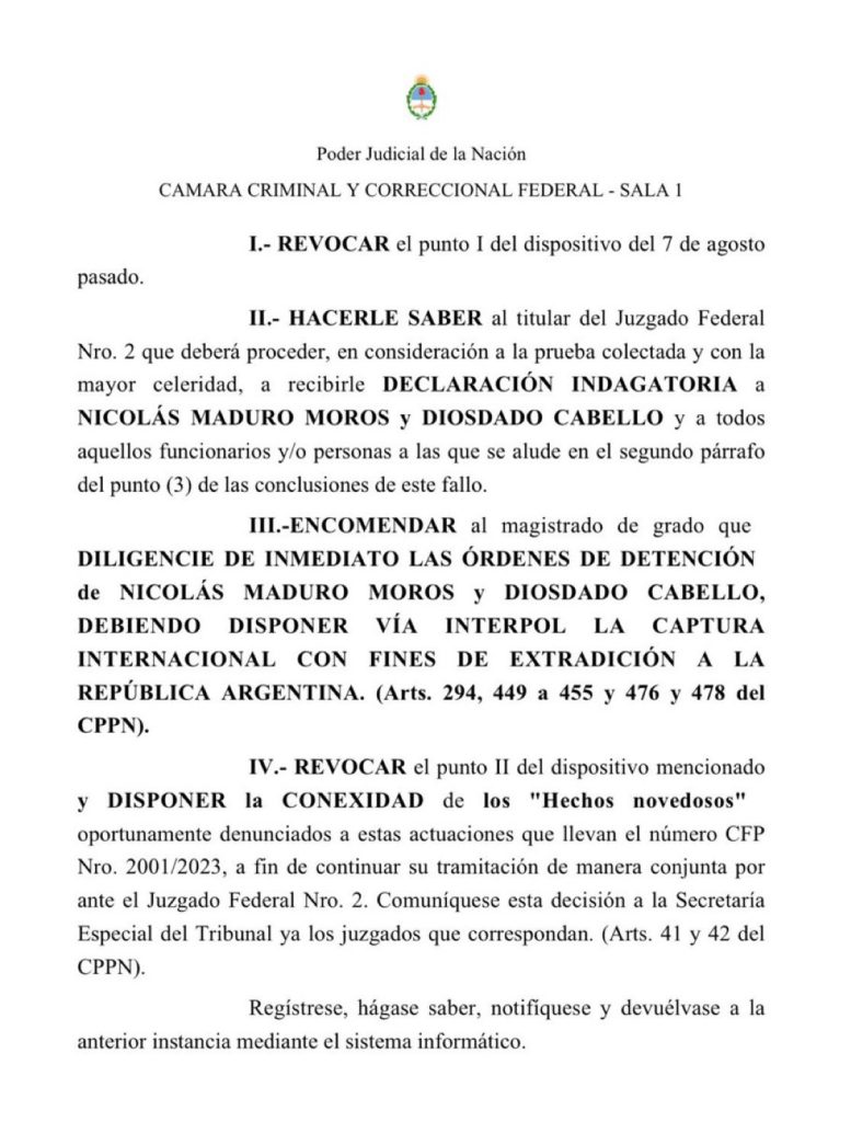 Justicia argentina ordena la detención internacional de Nicolás Maduro | Diario El Luchador