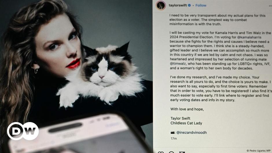 Taylor Swift anuncia que votará por Kamala Harris – DW – 11/09/2024