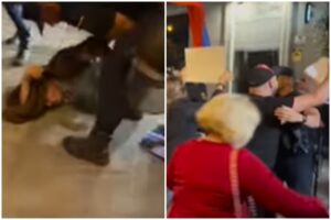 lo dejó casi inconsciente en el piso (+Video)