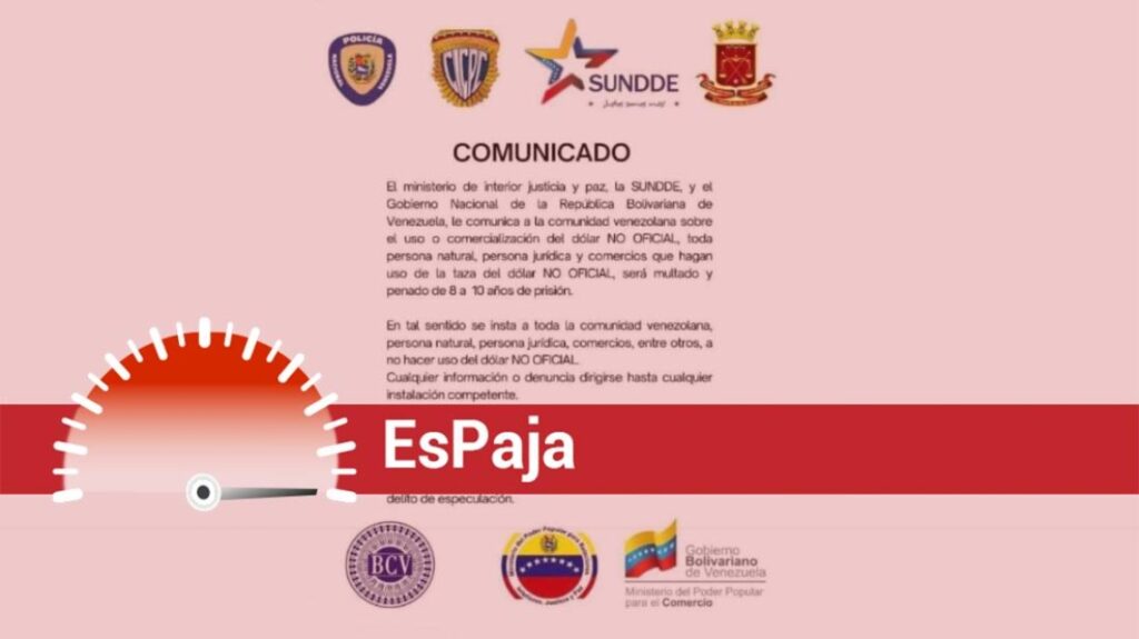¿Gobierno emitió comunicado que advierte de prisión a quienes utilicen el dólar paralelo?