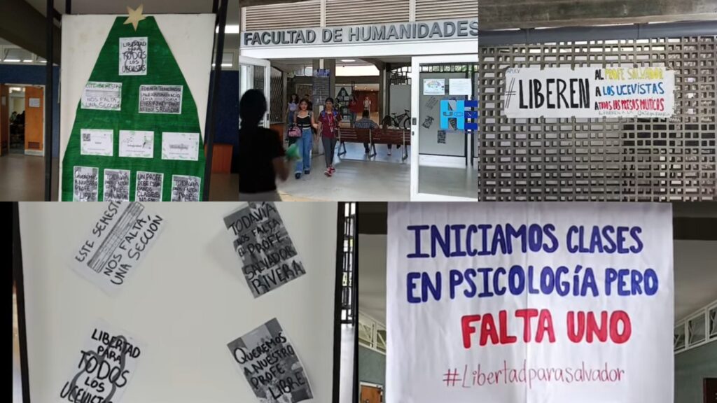 Estudiantes de la UCV protestaron con un árbol de navidad poco común que exige la liberación de los ucevistas detenidos