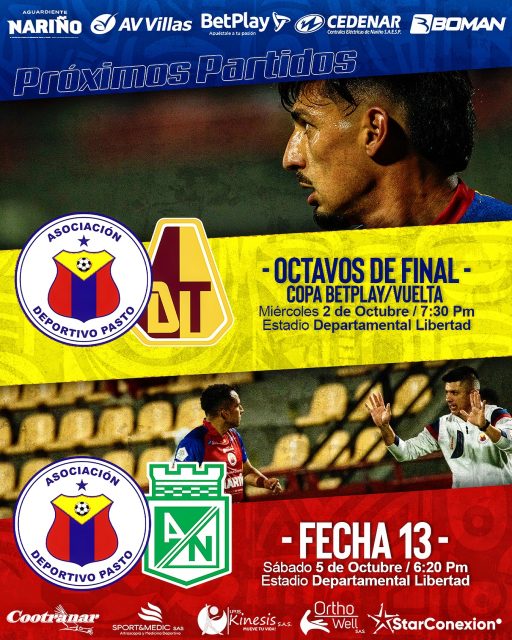 Pasto y Tolima buscan su paso a la siguiente fase de Copa Betpley.