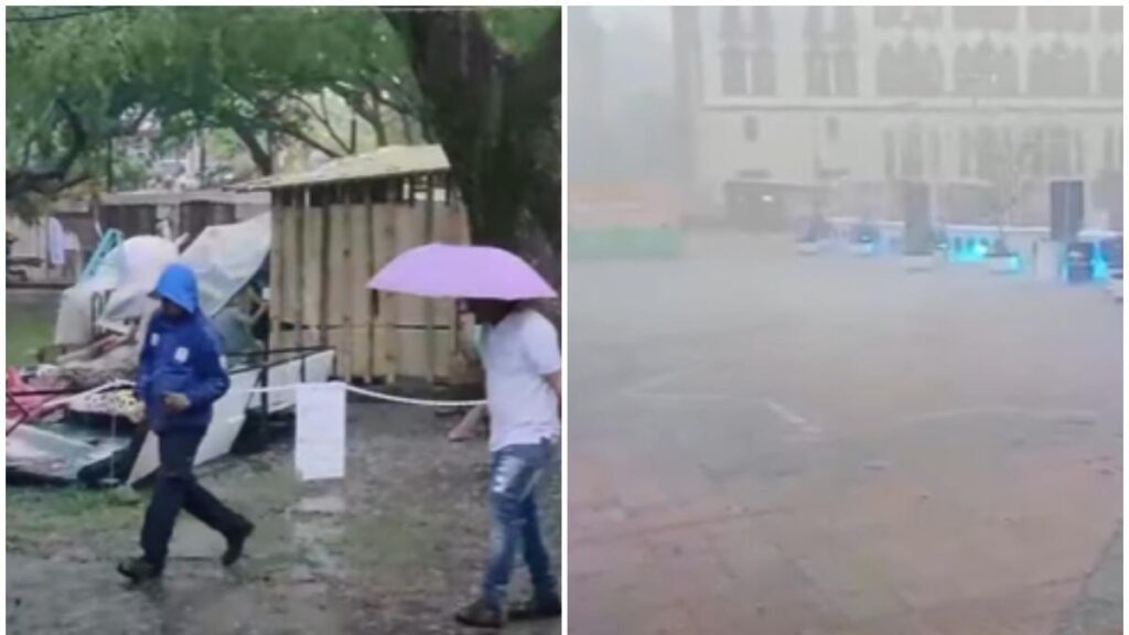fuertes lluvias en la Zona Verde en la COP16 en Cali; hasta hubo problemas con la energía