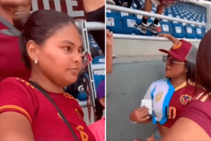 venezolanos enfrentaron a connacional que llevó camiseta de Argentina a partido en Maturín (+Video)