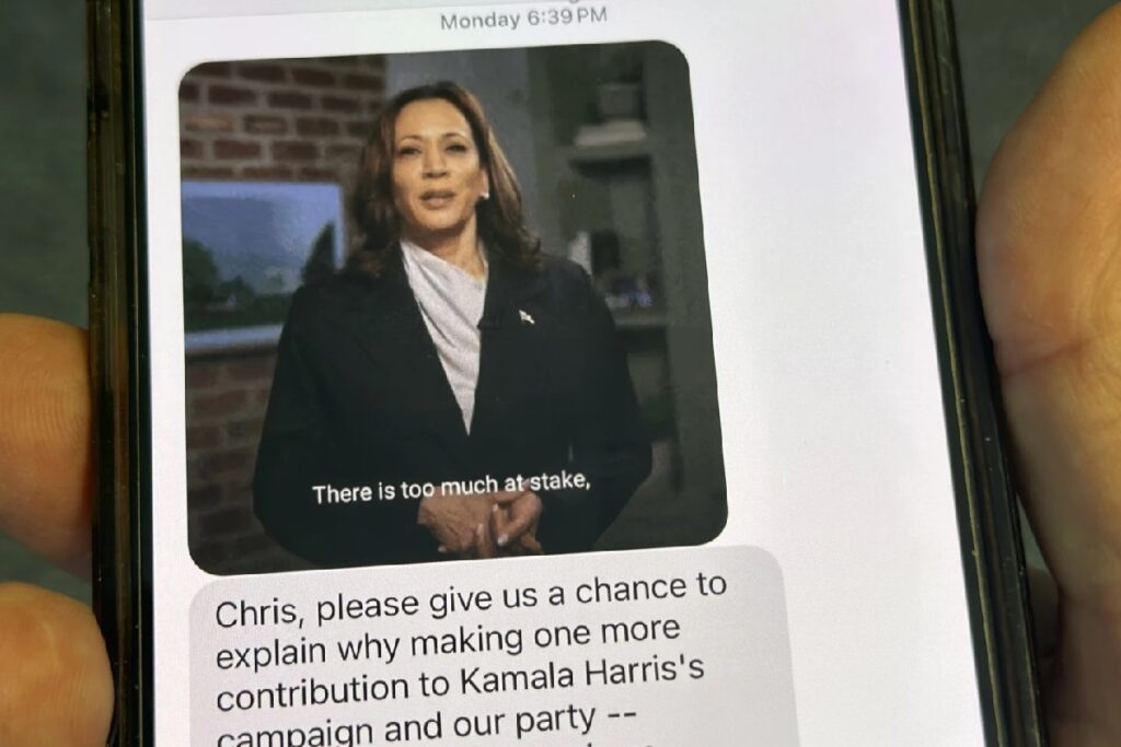 ¡Ping! Harris y Trump saturan los teléfonos con mensajes en los últimos días de la campaña