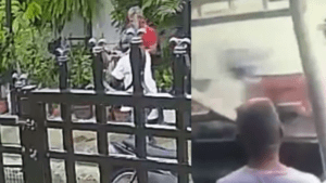 Ladrón intentaba escapar y fue sorprendido por un ciudadano que lo golpeó con una patada voladora