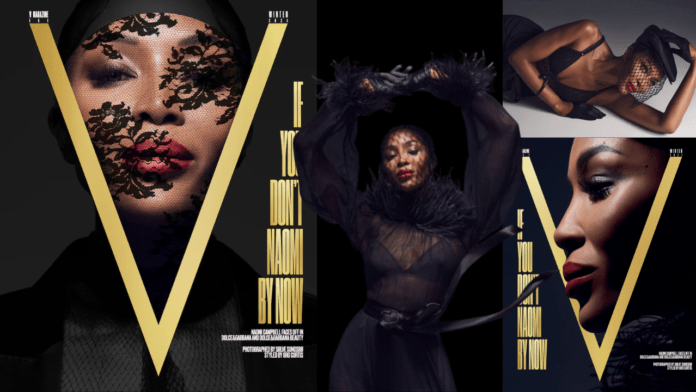 Naomi Campbell se atavia de negro para V Magazine