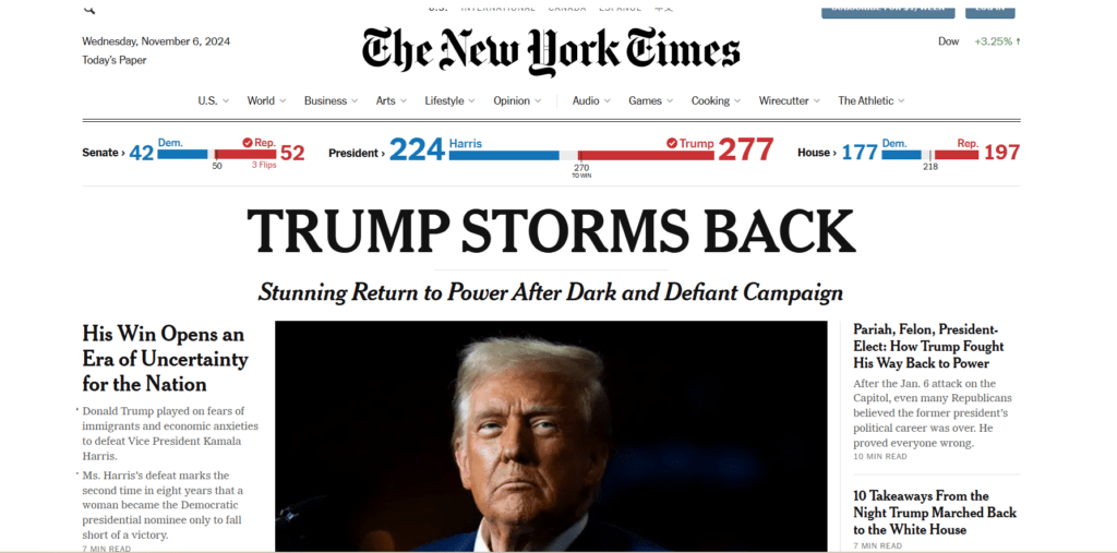 The New York Times describe la victoria de Trump como "una peligrosa amenaza" para EE.UU.