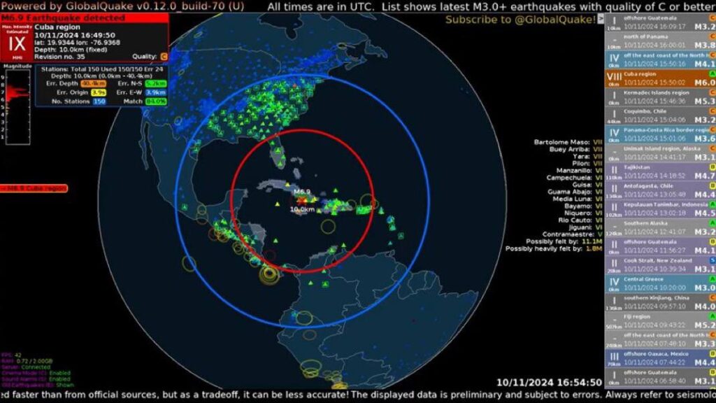 Un fuerte terremoto de magnitud 5,9 se registró en la costa sur de Cuba - AlbertoNews