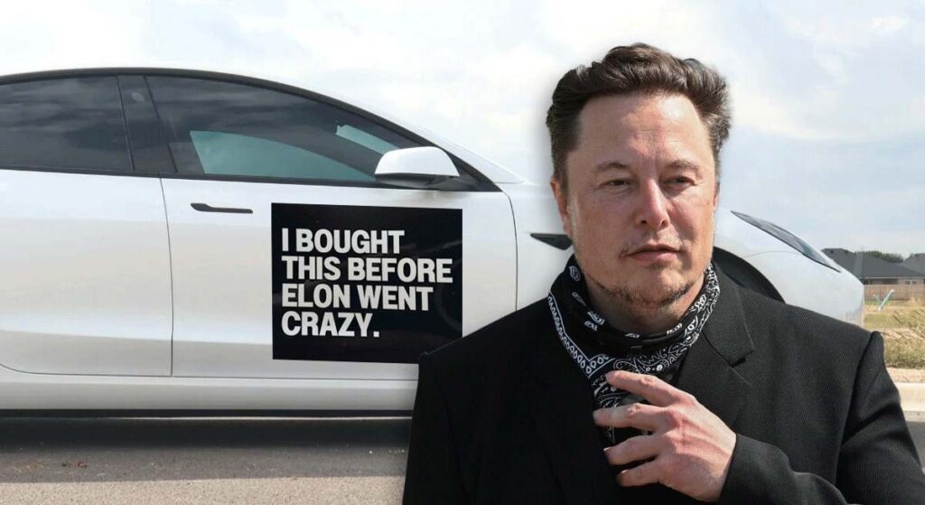 la pegatina con la que los dueños de Tesla muestran su rechazo a Elon Musk