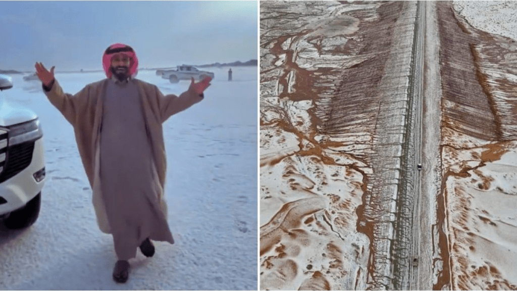 un desierto se cubrió de nieve