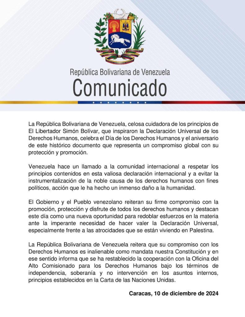 Venezuela celebra el Día Internacional de los Derechos Humanos | Diario El Luchador