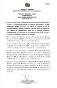 Vicepresidenta presentará ante la AN propuesta del presupuesto nacional para el 2025 | Diario El Luchador