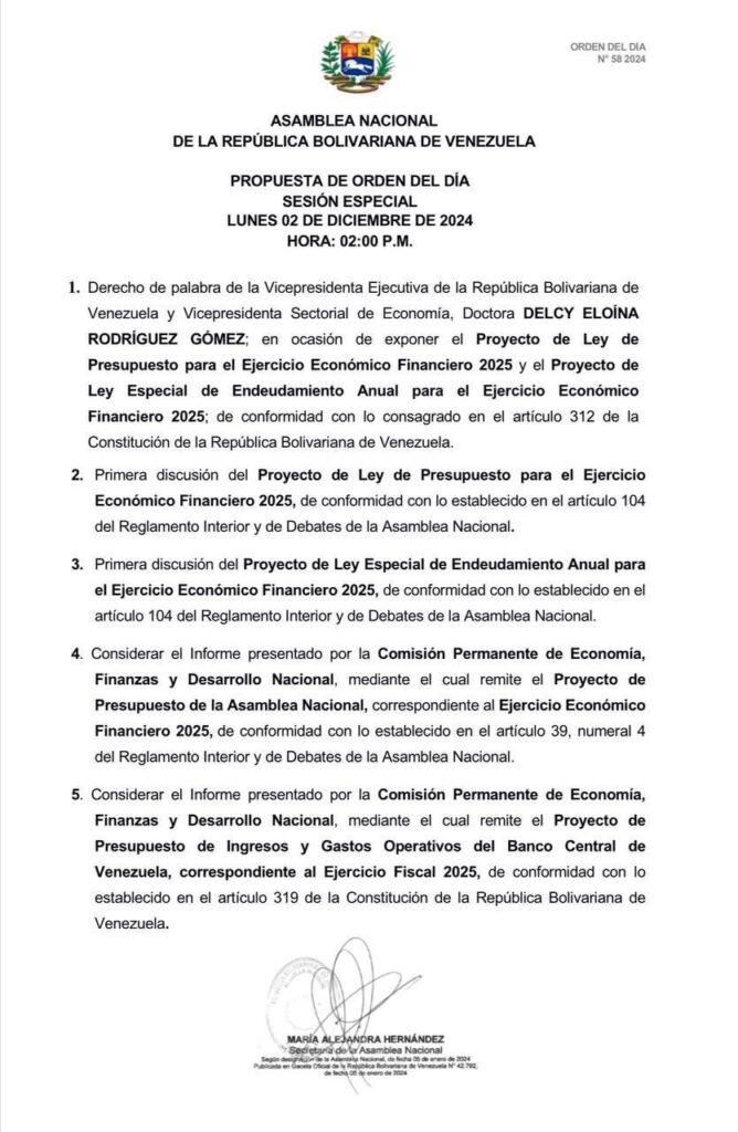 Vicepresidenta presentará ante la AN propuesta del presupuesto nacional para el 2025 | Diario El Luchador