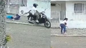 Video| Mujer y su hijo de tres años fueron arrastrados por motoladrón en Cali
