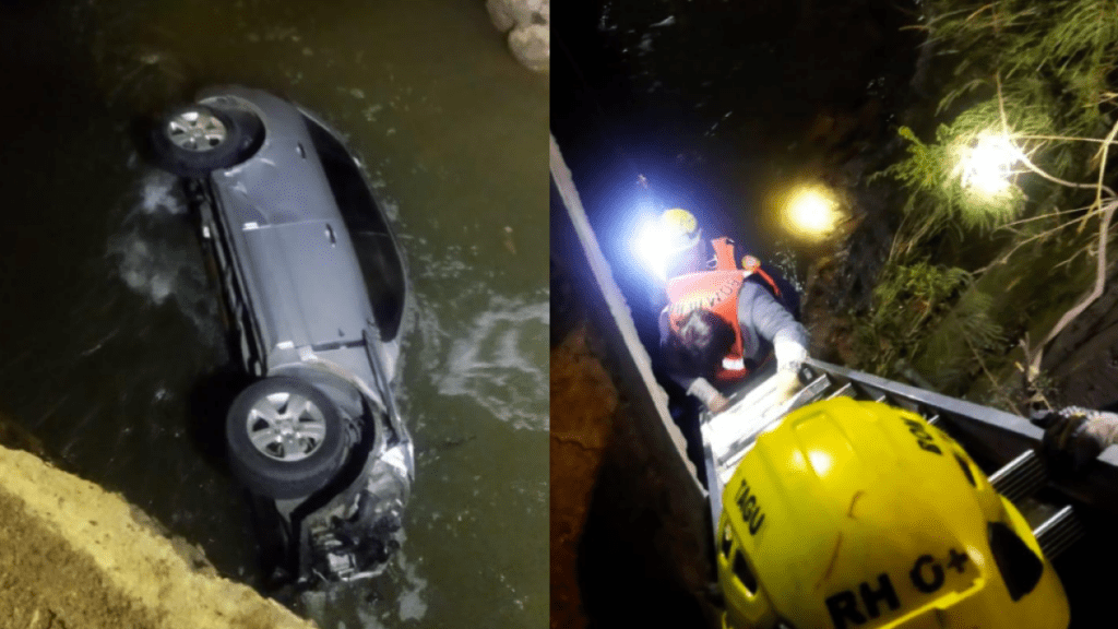 rescatan a una mujer que cayó con su vehículo a una quebrada