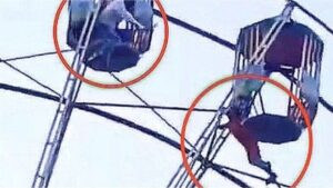 una niña quedó colgada en el aire en una rueda de la fortuna