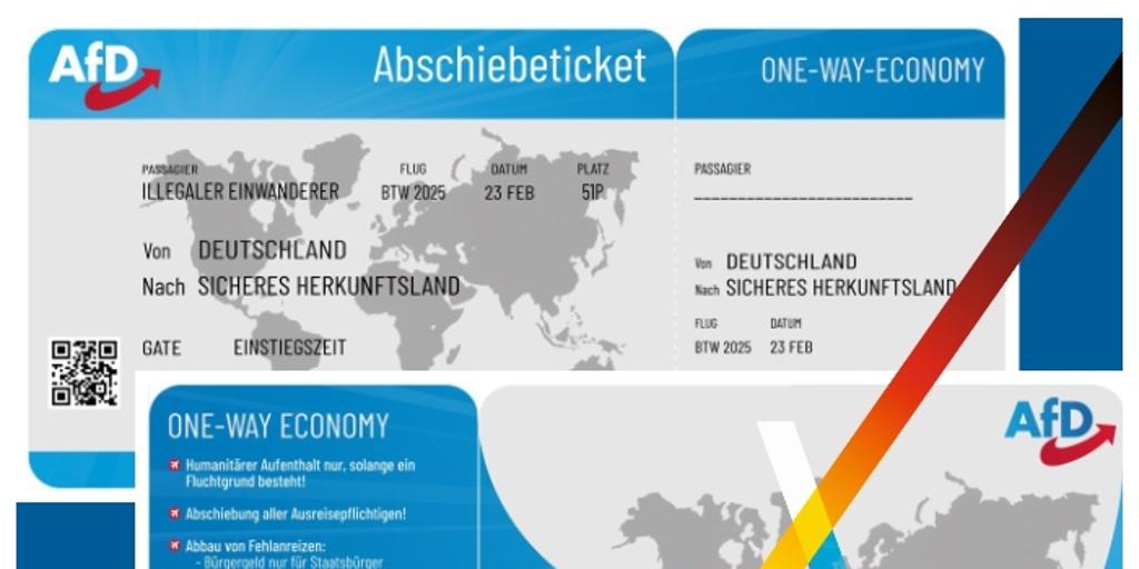 Alternativa para Alemania reparte panfletos con forma de billete de avión para deportaciones en buzones de personas inmigrantes