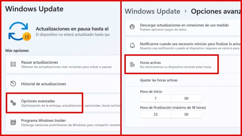 Opciones de Windows Update