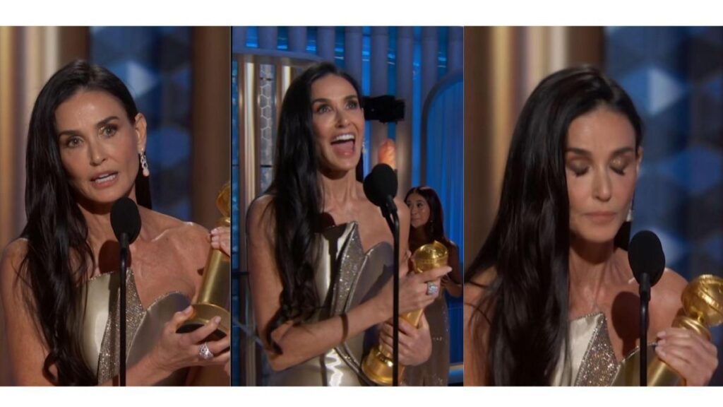 Demi Moore se consagra en los Golden Globes con un emotivo discurso al ganar Mejor Actriz de Comedia