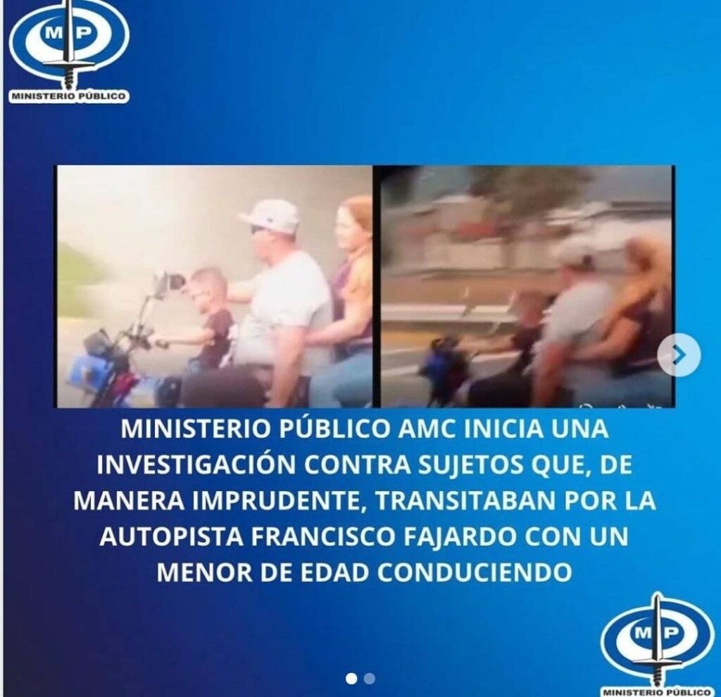 Fiscalía acusará a padres que pusieron a niño a manejar moto en La Fajardo