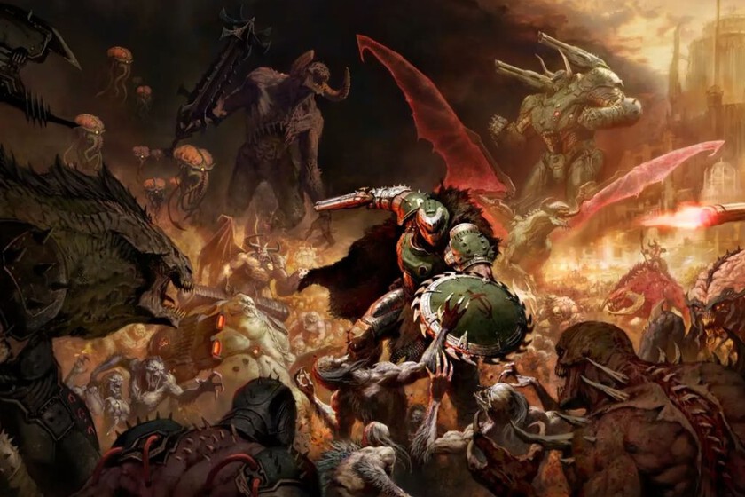 The Dark Ages con una imponente figura del DOOM Slayer