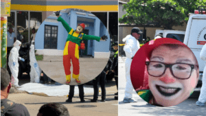 detalles del payaso Capsulita en el barrio La Paz
