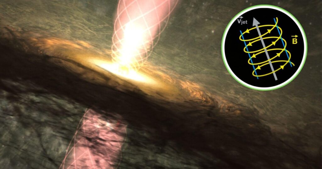 un "tornillo cósmico" compartido por estrellas jóvenes y agujeros negros supermasivos