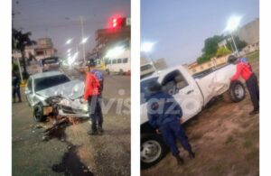 Chevrolet Silverado y Mitsubishi Lancer colisionaron en la intersección Petrucci - Mercantil la mañana del domingo 2Feb