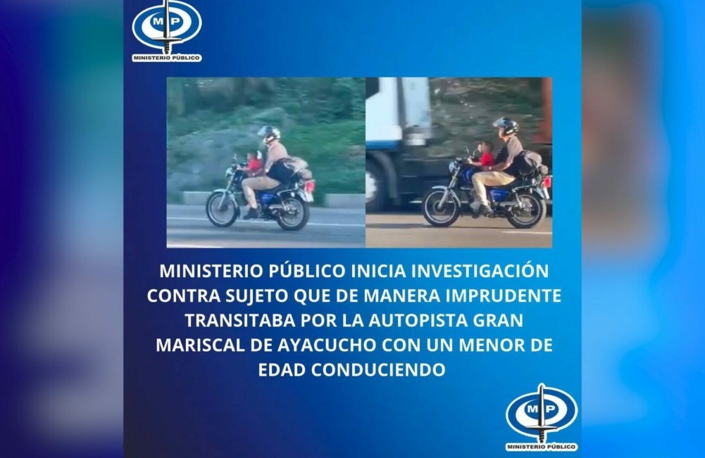 Fiscalía 21 de Miranda investigará nuevo caso de adulto dejando a un niño al volante de una moto