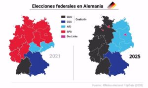 Mapa de resultados en las elecciones en Alemania 2025, estados y distritos