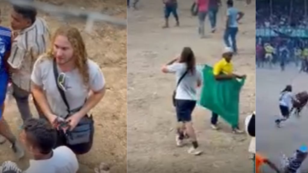 Momento exacto cuando toro embiste a extranjero en corraleja de Sucre: sobrevivió al ataque