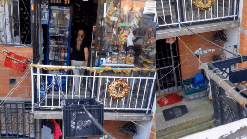 Puso una tienda en el balcón de su casa y es aplaudida por su ingenio para entregar los pedidos