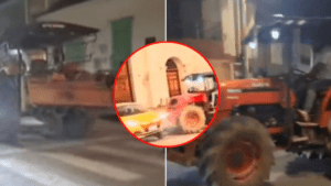 Video| Conductor de tractor causó pánico en Santa Rosa de Osos: intentó embestir varios carros