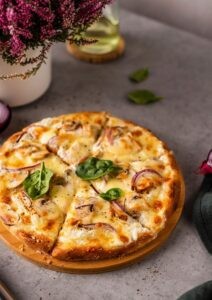 ¡Un festín de sabores! Pizza de queso mozzarella